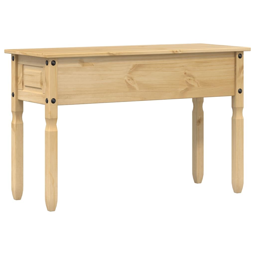 Mesa consola con 2 cajones, 115 x 46 x 73 cm, madera maciza de pino, mesa clásica con estante inferior y asas de metal, mesa de sofá estable para salón, pasillo o vestíbulo