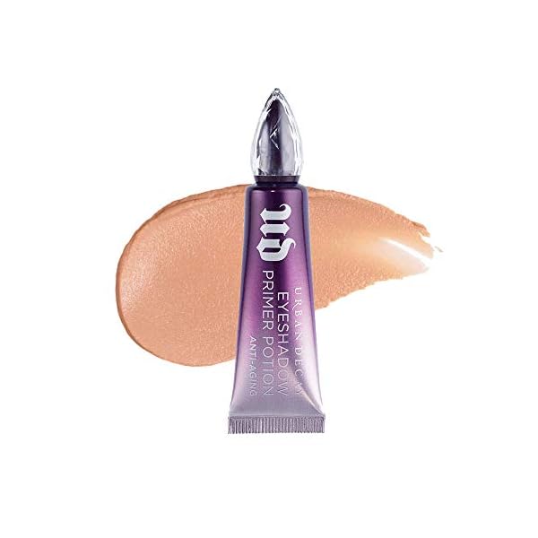 Urban-Decay-Anti-Aging-Eyeshadow-Primer-Potion-Brightening-Eye-Primer-Reduces-the-Appearance-of-Fine-Lines-Great-for-Mature-Crepey-Eyelids-Lasts-All-Day-033-fl-oz Urban Decay Anti-Aging Eyeshadow Primer Potion, Nude Eye Primer, Improves Look of Fine Lines & Texture, Smooths & Preps Eyelid Base for Vibrant Color, Crease-free Eye Makeup Looks, Vegan