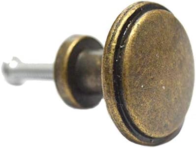 8 PCS Bronze Knobs Antique Round Drawer Handles Vintage Pulls Single Hole Decorative Hardware for Furniture Cabinet Cupboard Dresser Medium Size (Dia:1", Height:7/8")