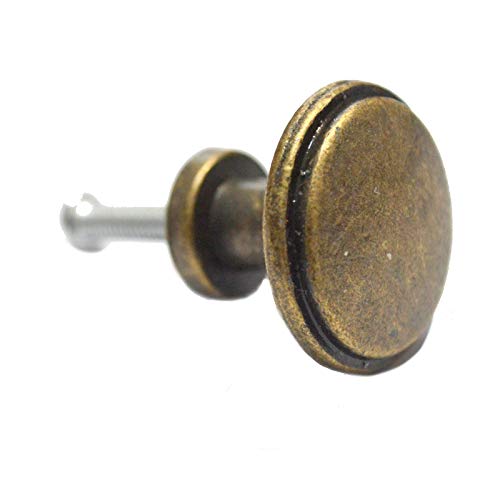 8 Pcs Bronze Knobs Antique Round Drawer Handles Vintage Pulls Single Hole Decorative Hardware For Furniture Cabinet Cupboard Dresser Medium Size (Dia:1", Height:7/8") #TOP1