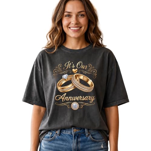 Image of Anniversary Matching Shirts, for Couple, Heart Design T-Shirt Set, Wedding Present, Honeymoon Outfit