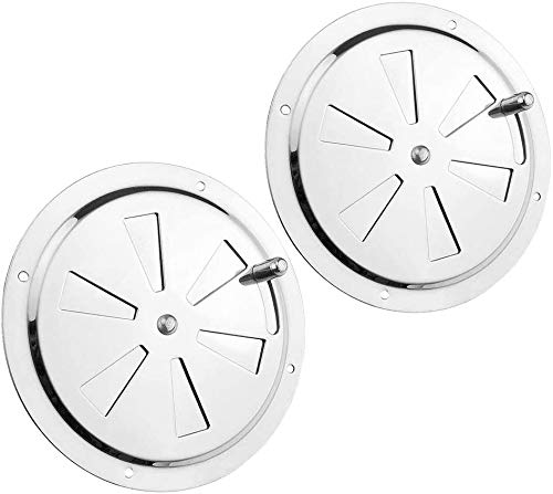 Surmeny Marine 2 Pack Of 4 Inch Cabin Ventilation Plate Vent Butterfly Air Vent Gill Plate With Side Knob 316 Stainless Steel For Marine Boats Accessories - Round #TOP4