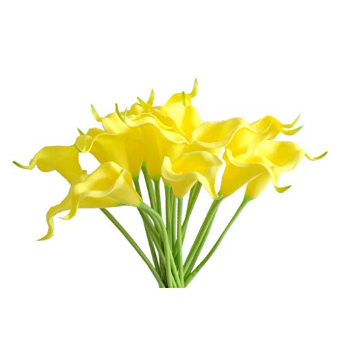 Mandy's 20pcs Yellow Artificial Calla Lily Silk Flowers 13.4" for Home Kitchen