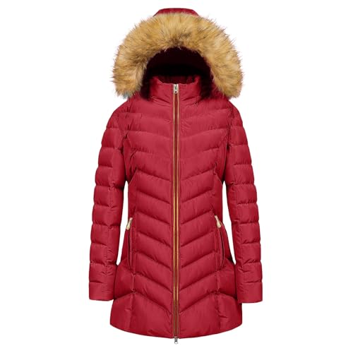 MJGkhiy Piumino Donna Invernale Lungo Elegante Cappotto con Cappuccio In