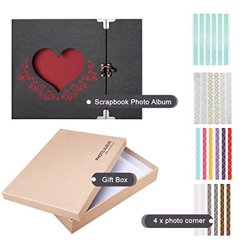 AOBETAK Fotoalbum om zelf vorm te geven, met 30 zwarte pagina's en fotohoeken, doe-het-zelf fotoalbums scrapbook kit, groot A4-fotoboek voor baby verjaardag, Valentijnsdag, bruiloft, jubileum cadeau voor hem - Image 5
