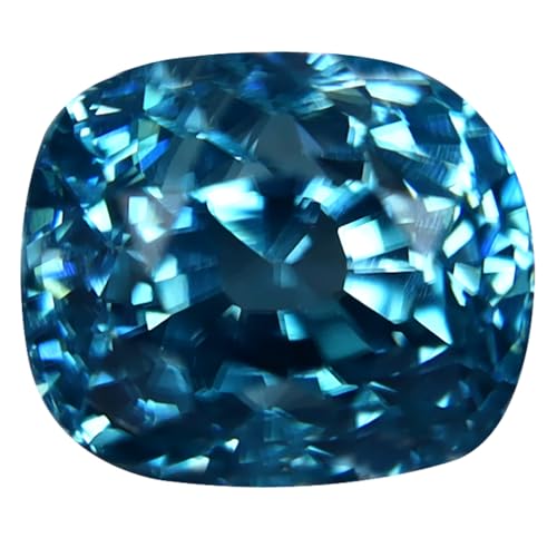 Zircon bleu cambodgien naturel certifié 3.27 ct contre les pierres ternes