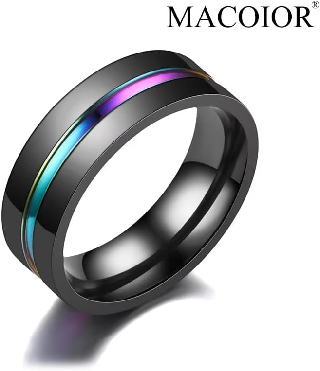 Stainless Steel Band Rings for Men,Cool Fidget Spinning Chain Ring Anxiety Relief Fashion Simple Wedding Engagement Black Ring - Image 6