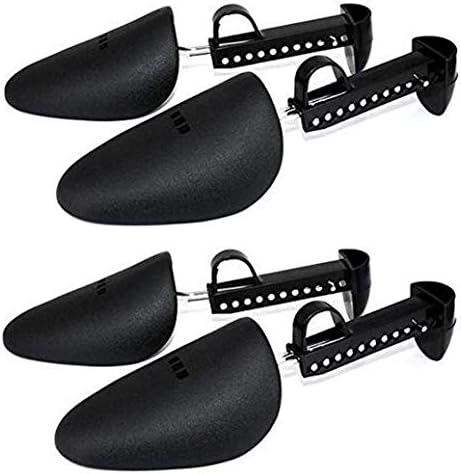 2 Pairs Plastic Adjustable Length Men Shoe Tree Shoe Stretcher Boot Holder Organizers Boot Holder Support Practical Shoes Shape Keeper with Tension Spring Coil for Most Shoes (Black US Size 7-12)