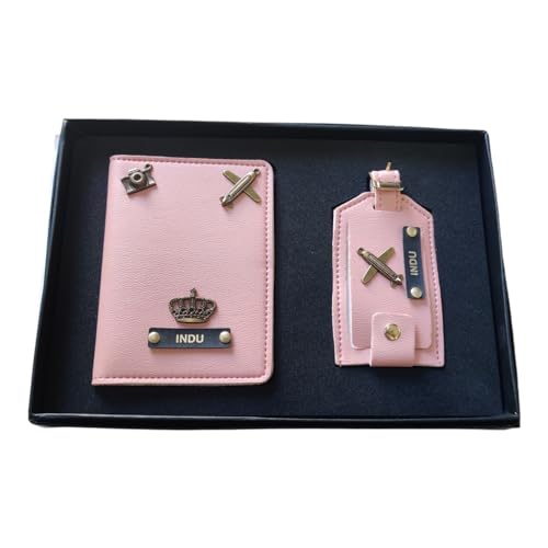 Image of Eco Leather Unisex Passport Cover and Luggage Tags (Pink)