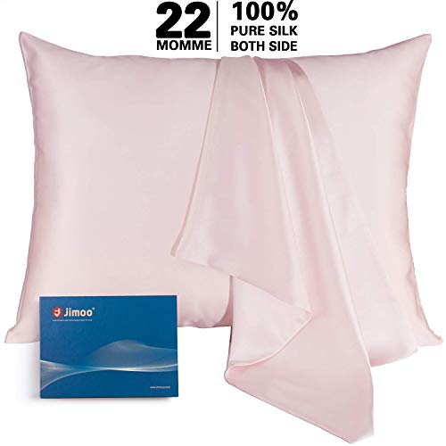 J JIMOO Natural Silk Pillowcase,for Hair and Skin with Hidden Zipper, 22 Momme