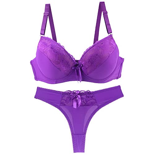 Ensemble soutien-gorge en dentelle rouge d'exception et string avec armatures
