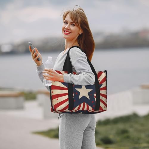 American Stripes Star Travel Duffel Bags for Women Men, Sports Training Gym Bag Dance Bag with Adjustable Shoulder Strap Patriotic Weekender Overnight Bag2