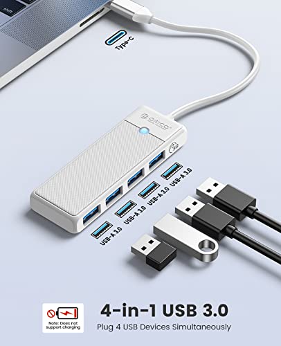 Hub USB, ORICO Adattatore USB C 4 in 1, Hub USB 3.0, USB C per MacBook, Surface Pro, XPS, Unità flash USB, PC Notebook, chiavetta USB, Laptop, Mobile, 0.15M Bianco - Immagine 1