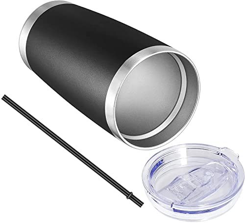 VEGOND 20oz Tumbler with Lid and Straw Stainless Steel Tumbler Cup Bulk Vacuum Insulated Double Wall Travel Coffee Mug Powder Coated Coffee Cup, Black 12 Pack - Thumbnail 7