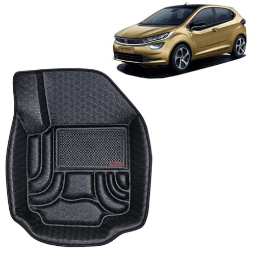 Image of OTO2EYE Car Floor Mat 4.5D Compatible for Tata Altroz (2020 Onwards) All Model, 100% Waterproof Tray Shape, Set of 3 Pieces, Top Notch PVC 4.5D Foot Mats, Washable, 1 Year Warranty