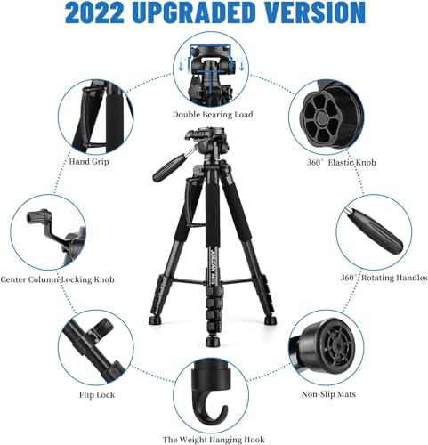 Image of Tripod Stand for Mobile Phone and DSLR Camera for Best Video Recording Shoot 360 Rotaion 61 Inch (5 Feet) Suitable for iPhone