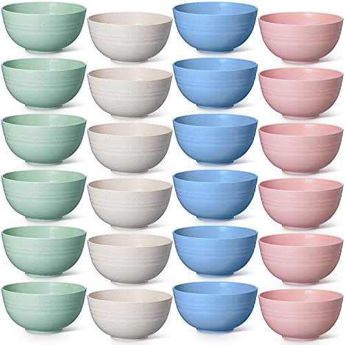 Zubebe Unbreakable Cereal Bowls 24 Oz Reusable Lightweight Bowl Dishwasher Microwave Safe Bowl Sets For Eating Rice Soup, Pink, Green, Blue, Beige (Set Of 24) #TOP12