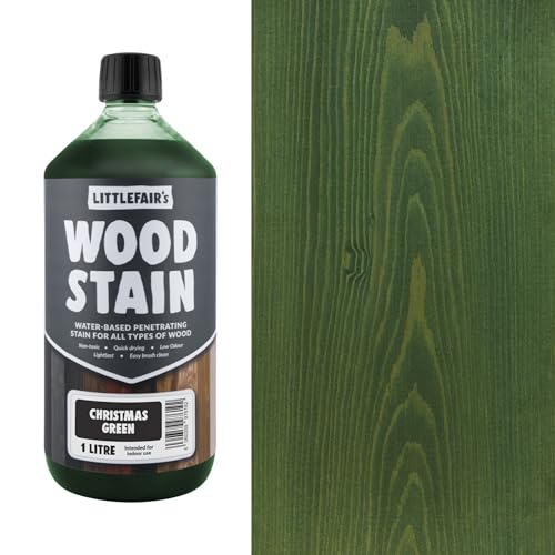 Littlefair's | Water Based Wood Dye | Special Colours Range | Indoor and Outdoor Use | Environmentally Friendly | Christmas Green (1ltr)