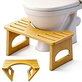 JACNITAD Foldable Toilet Stool, 7 Inch Poop Stool for Bathroom, Bamboo Toilet Stool Squat Adult, Collapsible Squatting Potty Stool with Non-Slip Strip - Improve Squatting Posture and Comfort, Wood