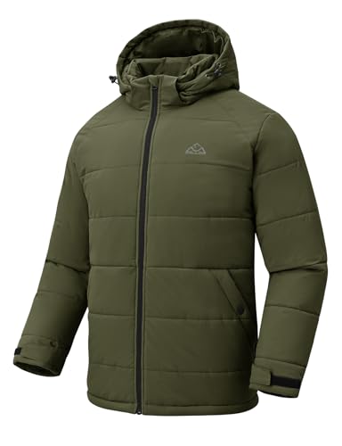 Rdruko Men's Winter Coats Water Resistant Fleece Insulated Warm Windproof Thicken Hooded Jacket
