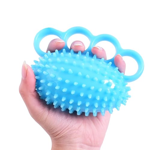 Hand Grip Strengthener & Finger Therapy Ball - Exercise Handball for Grip Strength, Flexibility, and Stress Relief, Finger and Wrist Physical Therapy Tool for Muscles and Hand Training (blue)