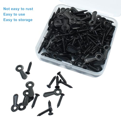 Image of 100 Sets Black Picture Frame Backing Clips Metal Frame Picture Turn Button Fasteners with Screws for Hanging Pictures,Posters,Photos Drawing Crafts