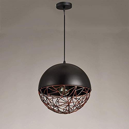 Industria moderna Lámpara colgante negra de bola de metal Lámpara colgante Hollow Art E27 Iluminación de techo Cocina Isla Restaurante para comedor, sala de estar, dormitorio, bar Restaurante Cafeter Cover