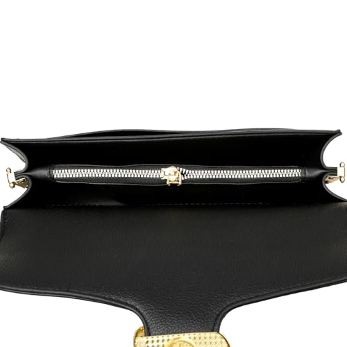Image of Diva Dale Signature Canvas Shoulder Bag, Brown Leather with Monogram Pattern, Gold Hardware, Adjustable Strap