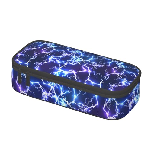 Image of Cool Blue Purple Electric Lightning Pencil Case Organizer Big Capacity Pencil Pouch Stationery With Zipper School Supplies Pencil Bag For Girls Boys Office, j56tsd