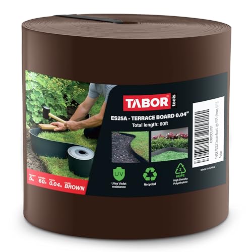 TABOR TOOLS 60 Ft Terrace Board, 5 Inch High, 0.04" Inch Thin, Landscape Edging Coil, Grass Barrier, Bender Board, Garden Liner, ES25. (Brown)