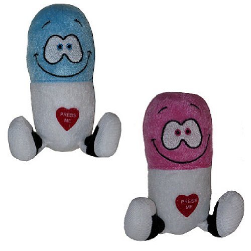 Giggling Happy Pills Plush Toys - Animated Laughing Medicine (Set of 2) by CloseoutZone