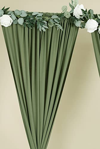 Sherway 2 Panels 4.8 Feet X 10 Feet Silky Soft Sage Green Backdrop Drapes, Polyester Window Curtains For Wedding Party Ceremony Stage Décor (10% Transparency) #TOP3