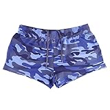 JEEING GEAR Men's Bodybuilding Gym Workout Fitness Shorts 3' Inseam inch Cotton Without Pocket, Camo Blue, Size M