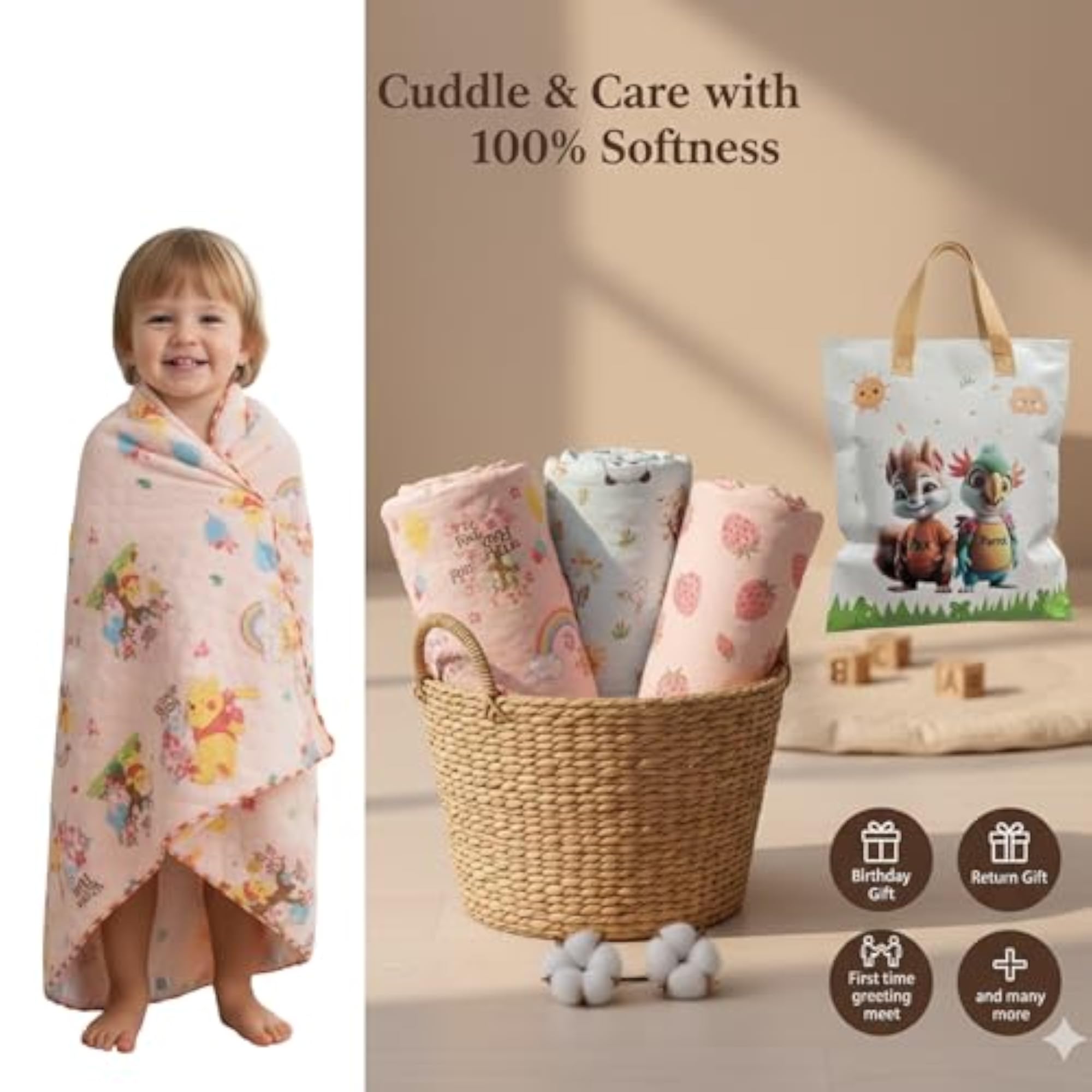 Premium 6-Layer Muslin Baby Blanket, Cotton