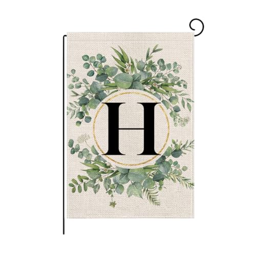 wyooxoo Monogram Letter H Floral Garden Flag 12x18 Inch Double Sided Outside Outdoor Family Last Name Initial Yard Flag