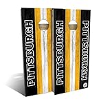 Skip's Garage Pittsburgh Themed #6 Cornhole Set - All-Weather 2x4 (Weather Bags) - NO Accessories