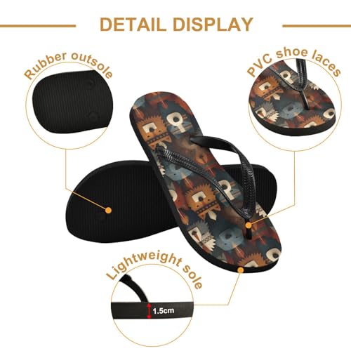 Flip Flop Sandals Tribal Bear Print for Women Men Beach Outdoor XS3