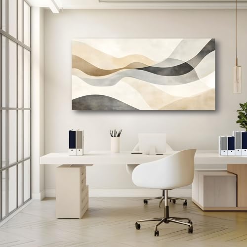 Art abstrait flots tableau decoration murale grand format 70x140 cm moderne