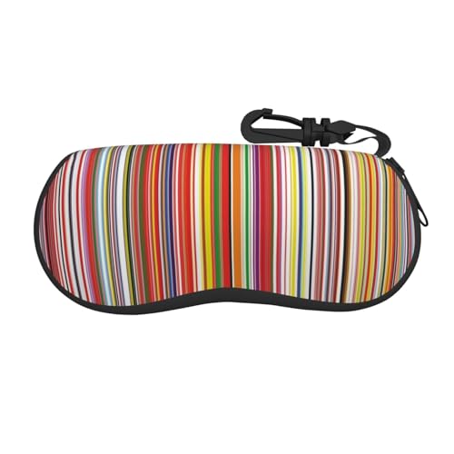 SATUSA Custodia per occhiali da vista con cerniera con stampa a righe, custodia morbida per occhiali da sole, custodia portatile per occhiali da viaggio con clip per ragazze e donne, Nero , Taglia