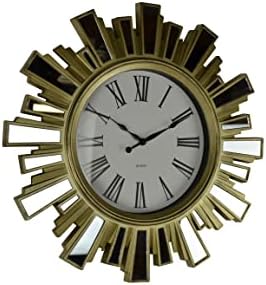ThreeStar 19" Inch Gold and Mirror Starburst Wall Clock