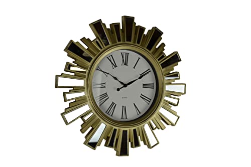 Threestar 19" Inch Gold And Mirror Starburst Wall Clock #TOP1
