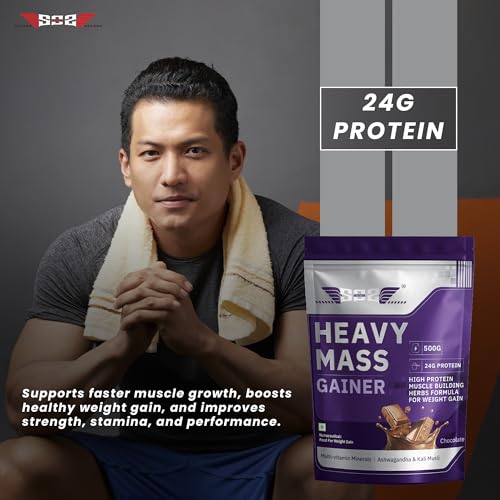 Image of SOS Nutrition Mass Gainer Protein & Herbs, 24g Whey Protein Chocolate 500g
