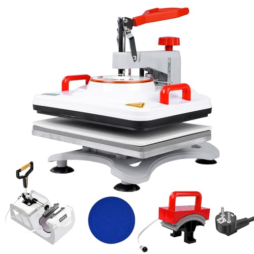 LetCartMaker 29 x 38 cm 5 en 1 multifuncional máquina de prensa de calor, prensa de tazas, máquina de transferencia de calor, 1000 W, prensa de sublimación para camisetas y gorras