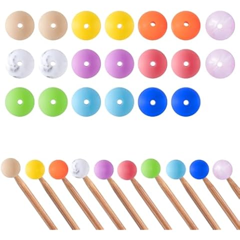 20pcs Beads Knitting Needle Stoppers 15mm Round Silicone Knitting Needles Knitting Needle Point Protectors, Knitting Accessories fit Size 2.5-13 (3mm-9mm) Needles (Color01) Cover