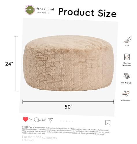 Image of 5FT Bean Bag Chair Oversized Bean Bags for Adults Large Bean Bag Beanbag Chair Washable Cover Bean Bags Giant Memory Foam Bean Bag Chairs for Adults Pocket for Bedrooms Living Room(Khaki)