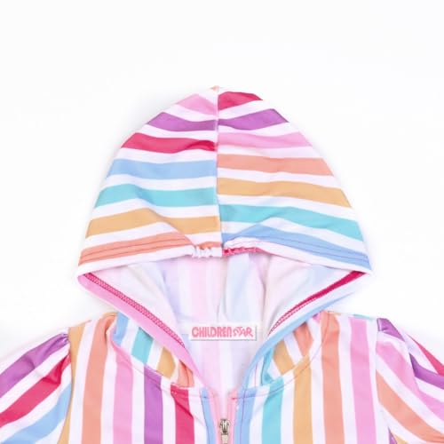 Image of CHILDRENSTAR Girls Swim Coverups Terry Swimsuit Cover-Up Hooded Zip-Up Beach Robe
