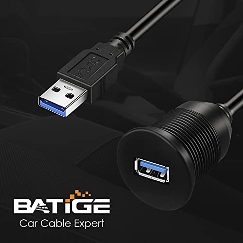 Batige Single Port Usb 3.0 Male To Usb 3.0 Female Car Mount Flush Cable Waterproof For Car Truck Boat Motorcycle Dashboard Panel - 6Ft #TOP5