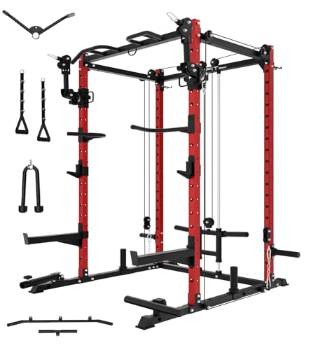 Image of Eonfit E2 Power Cage,1500LB Squat Rack with Cable Crossover System.Multi-Function Power Rack for Home Gym.All-in-One Squat Rack with More Training Attachments