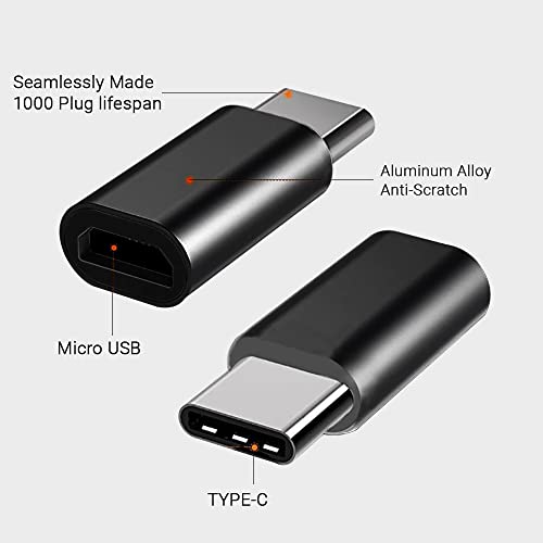 Image of LIRAMARK 2.4 amp Micro USB to Type C Adapter /Micro USB to Type C Converter Charging and Data Sync - Compatible with Galaxy S10 S9 S8 Plus,Note 9 8,Pixel 3 2 XL & Other Type c Devices (Black)