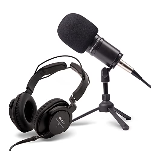 Zoom ZDM-1 PMP Podcast-Set, dynamisches Mikrofon, Kopfhörer, Kabel, Stativ, Windschutz für professionelle Aufnahmen, ideal für Podcasting & Streaming
